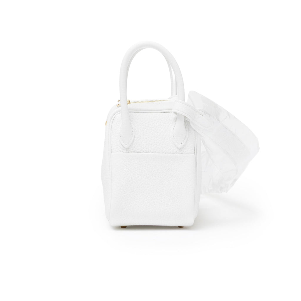 Hermès Mini Lindy II New White Clemence Gold Hardware
