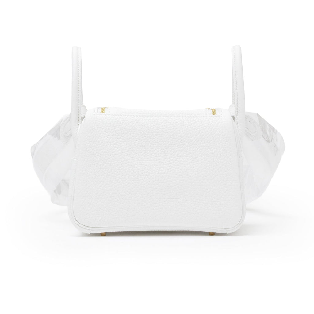 Hermès Mini Lindy II New White Clemence Gold Hardware