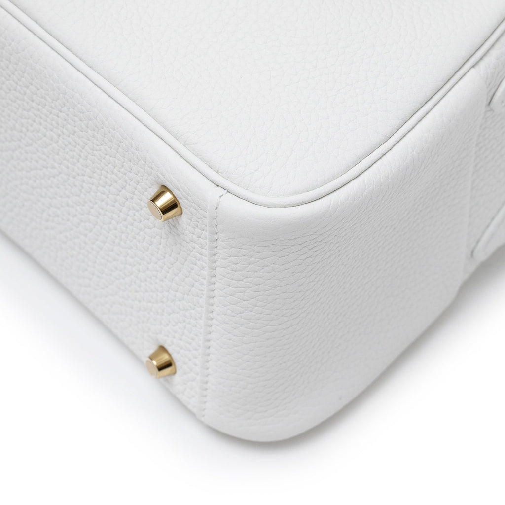 Hermès Mini Lindy II New White Clemence Gold Hardware