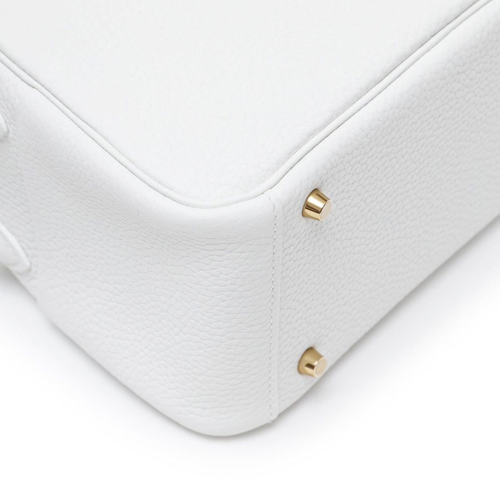 Hermès Mini Lindy II New White Clemence Gold Hardware