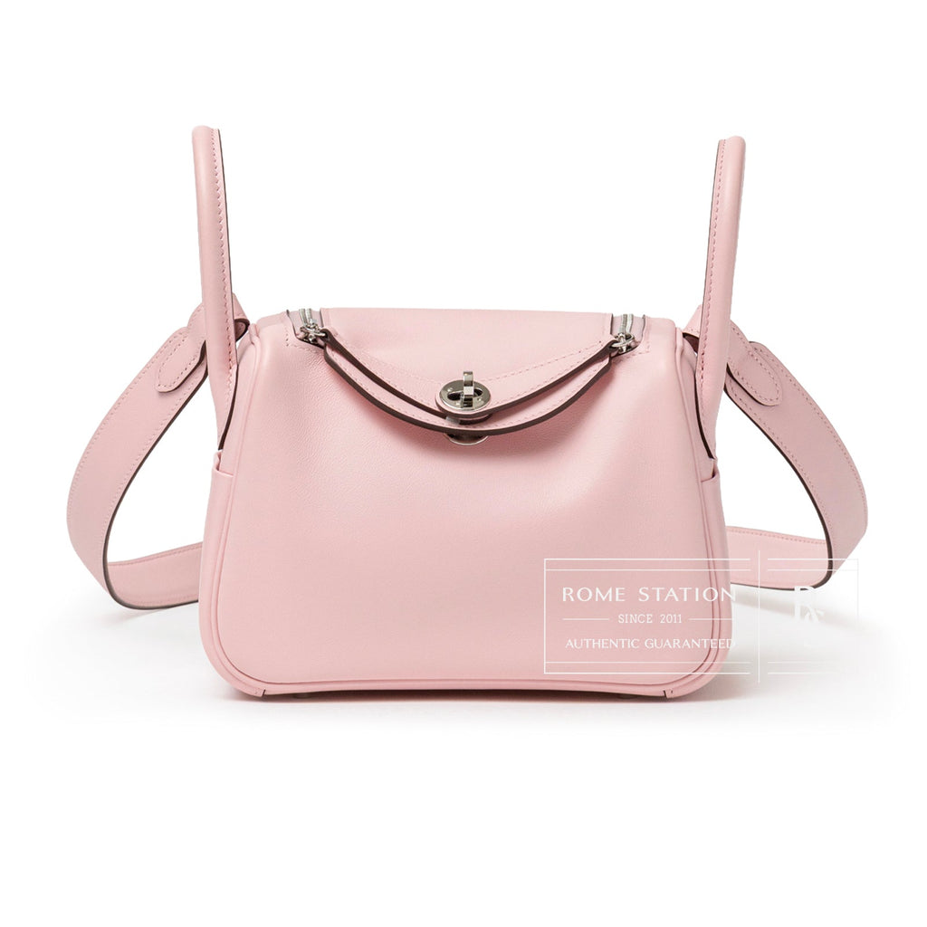 Hermès Mini Lindy II Rose Sakura Swift Palladium Hardware