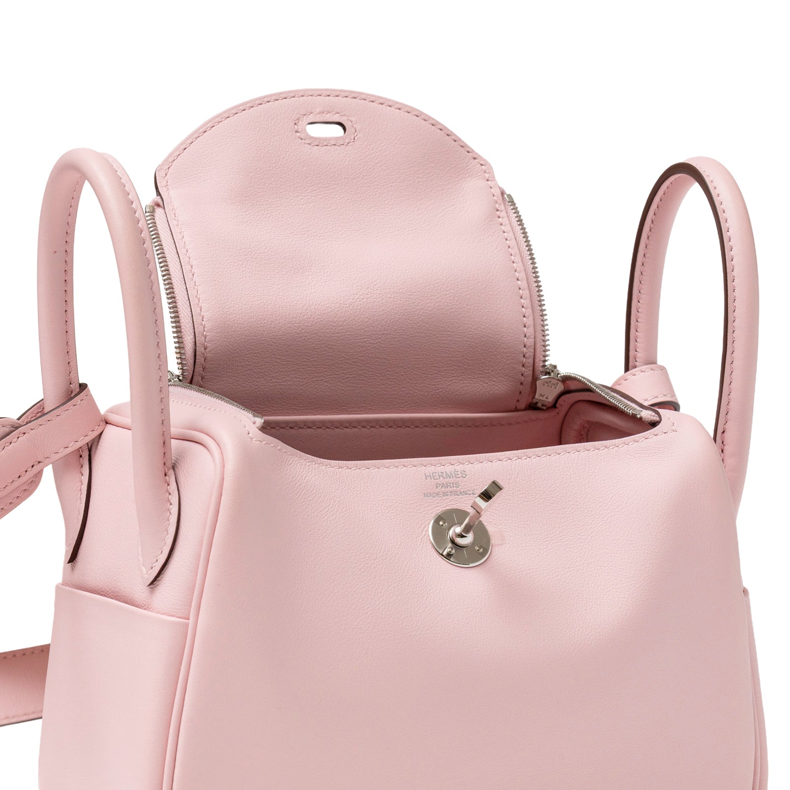 Hermès Mini Lindy II Rose Sakura Swift Palladium Hardware
