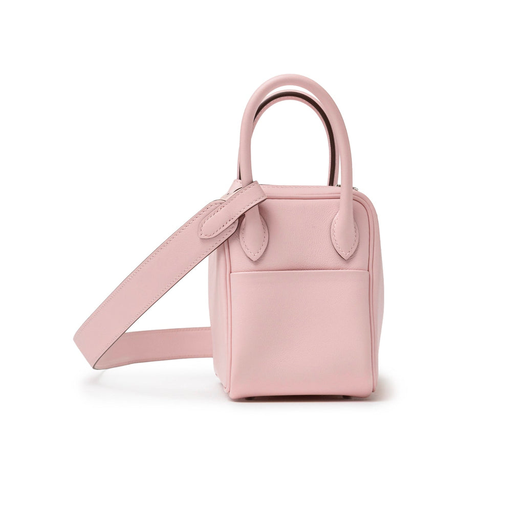 Hermès Mini Lindy II Rose Sakura Swift Palladium Hardware