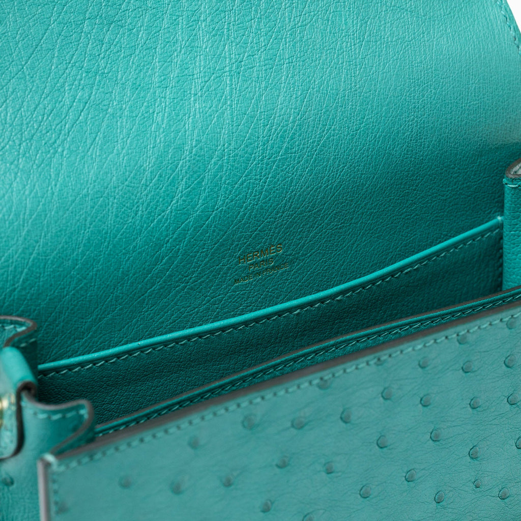 Hermès Mini Roulis Ostrich Vert Verone Permabrass Hardware