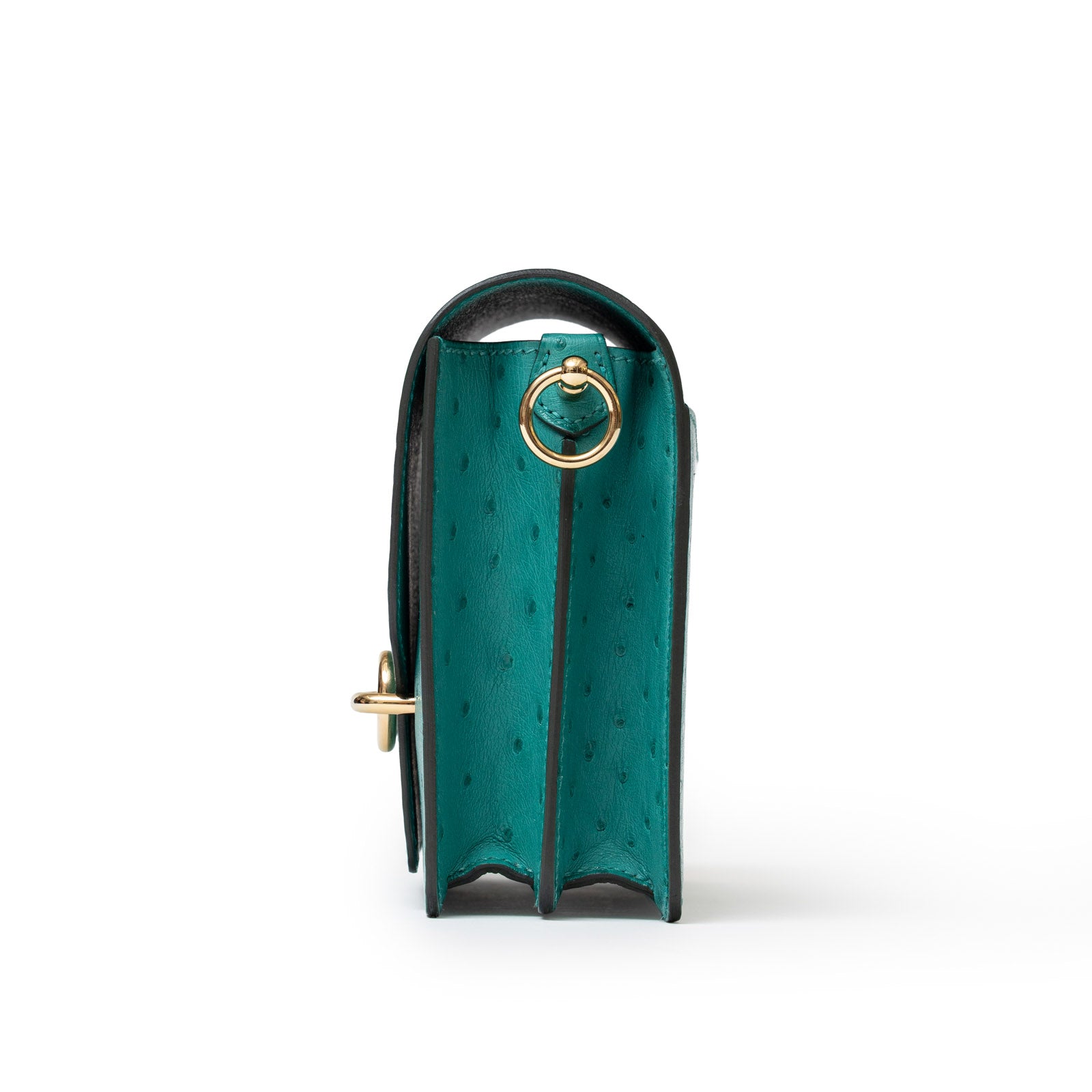 Hermès Mini Roulis Ostrich Vert Verone Permabrass Hardware