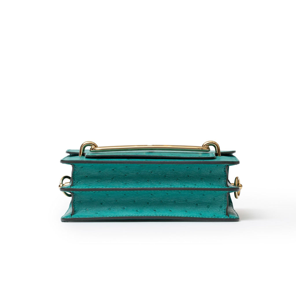 Hermès Mini Roulis Ostrich Vert Verone Permabrass Hardware