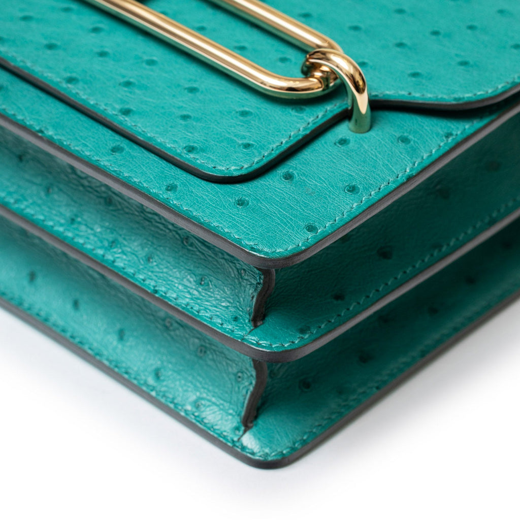 Hermès Mini Roulis Ostrich Vert Verone Permabrass Hardware