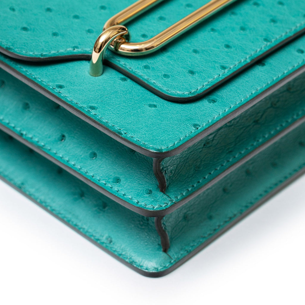 Hermès Mini Roulis Ostrich Vert Verone Permabrass Hardware