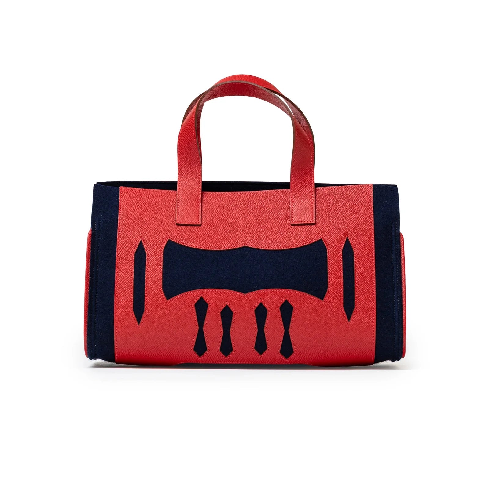 Hermès Petit H Decoupe Basse PM Skeleton Tote Rouge/Navy Epsom/Felt