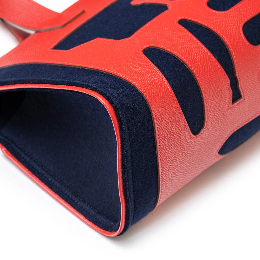 Hermès Petit H Decoupe Basse PM Skeleton Tote Rouge/Navy Epsom/Felt