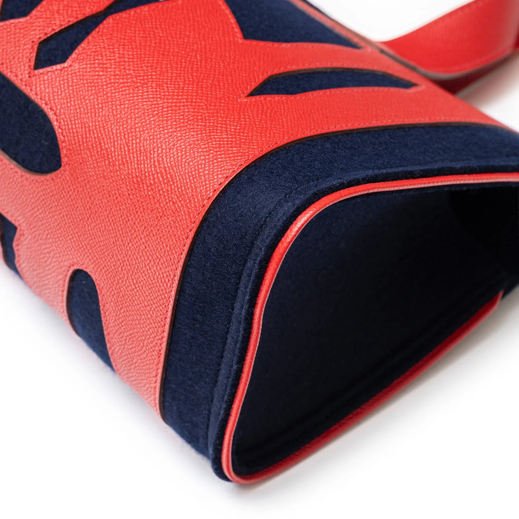 Hermès Petit H Decoupe Basse PM Skeleton Tote Rouge/Navy Epsom/Felt