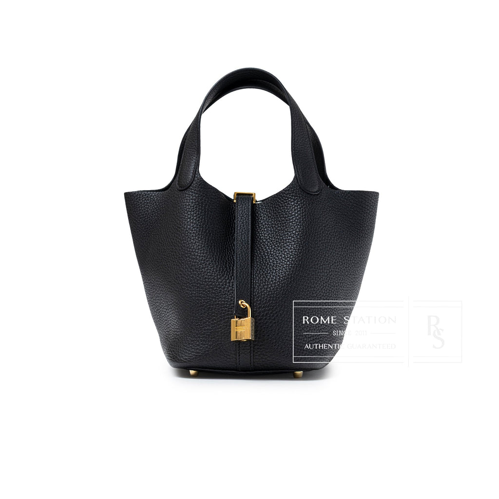 Hermès Picotin 18 Black Clemence Gold Hardware