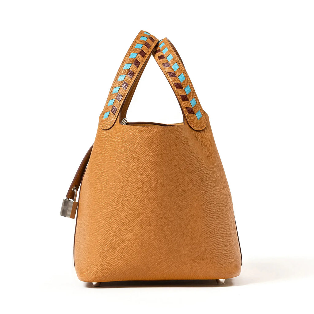Hermès Picotin 18 Tressage Gold/Rouge/Blue Epsom Palladium Hardware