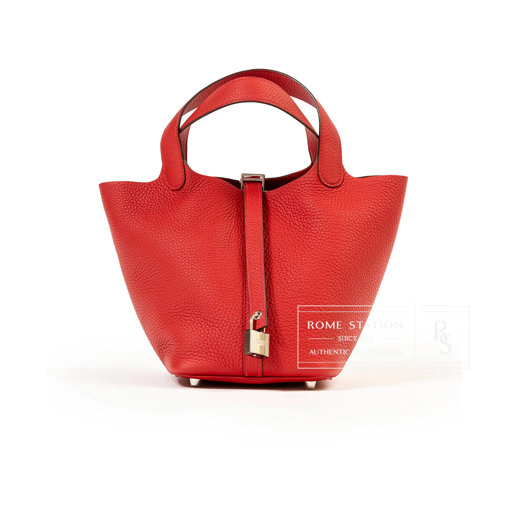 Hermès Picotin 18 Vermillon Clemence Palladium Hardware