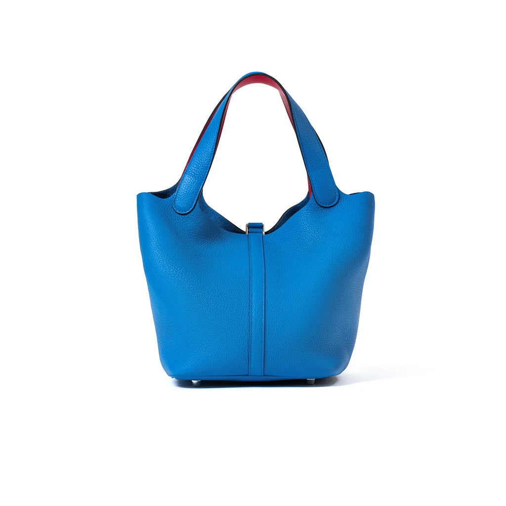 Hermès Picotin 22 Blue Frida/Rose Mexico Clemence Palladium Hardware