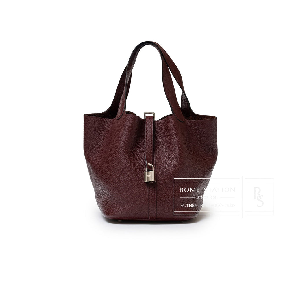 Hermès Picotin 22 Bordeaux Clemence Palladium Hardware