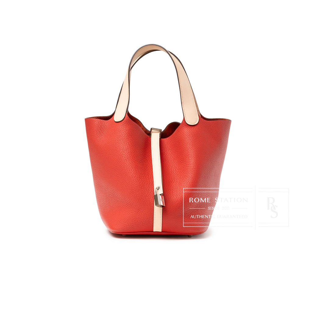 Hermès Picotin 22 Rouge Tomate Rose Elegante Clemence Palladium Hardware