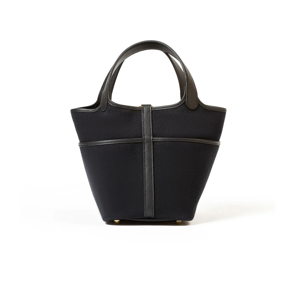 Hermès Picotin Cargo 18 Black Swift and Geoland Toile Canvas Gold Hardware