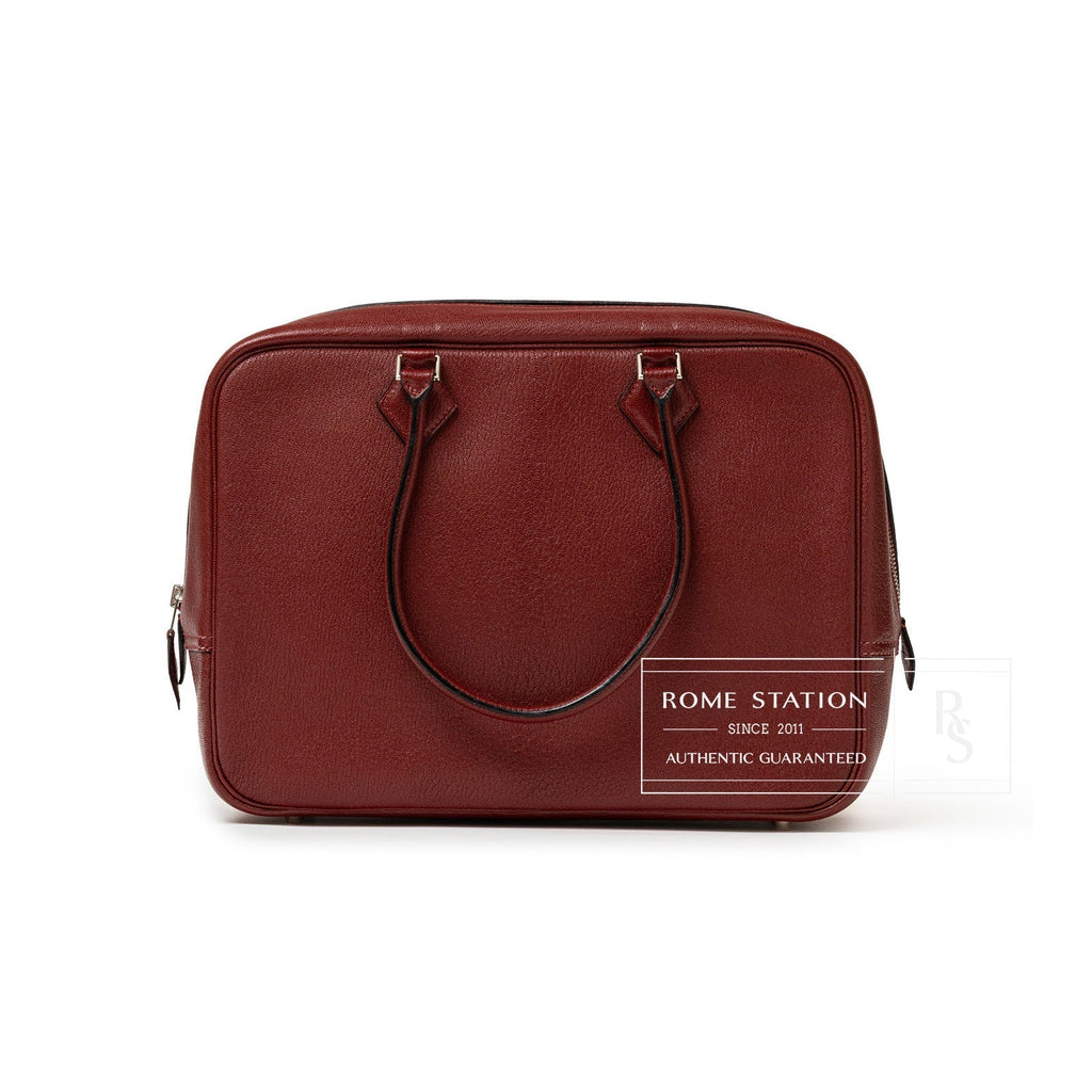 Hermès Plume 32 Rouge H Chevre Palladium Hardware