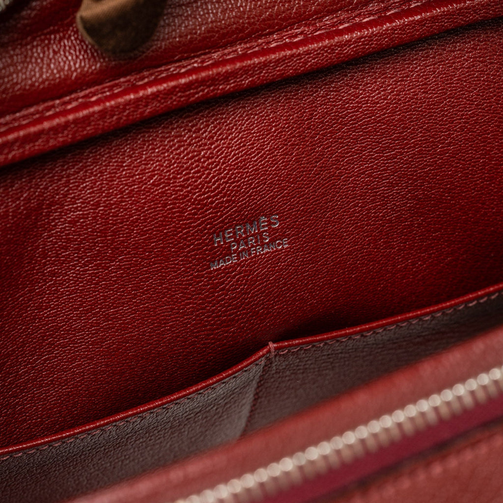 Hermès Plume 32 Rouge H Chevre Palladium Hardware