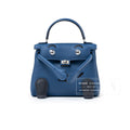 Hermès Quelle Idolle Kelly Doll Blue Tie and Caban Swift Palladium Hardware