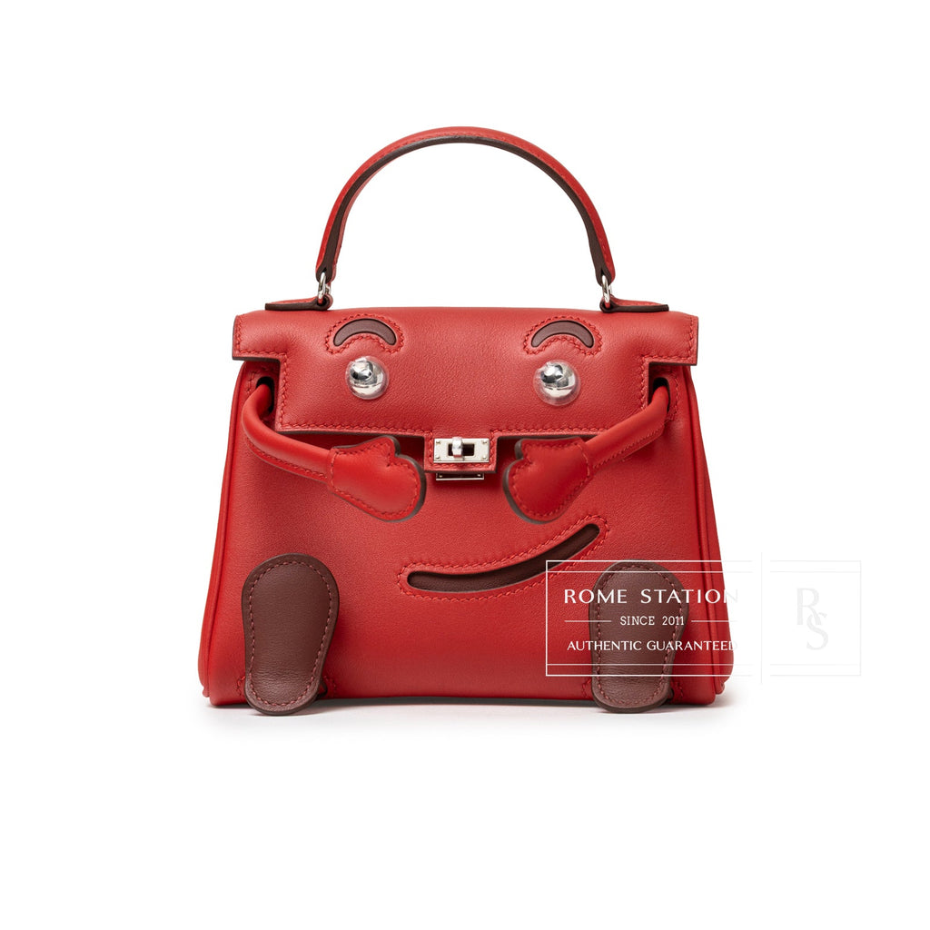 Hermès Quelle Idolle Kelly Doll Rouge Radieux Rouge H Swift Palladium Hardware