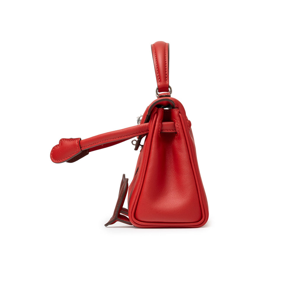 Hermès Quelle Idolle Kelly Doll Rouge Radieux Rouge H Swift Palladium Hardware
