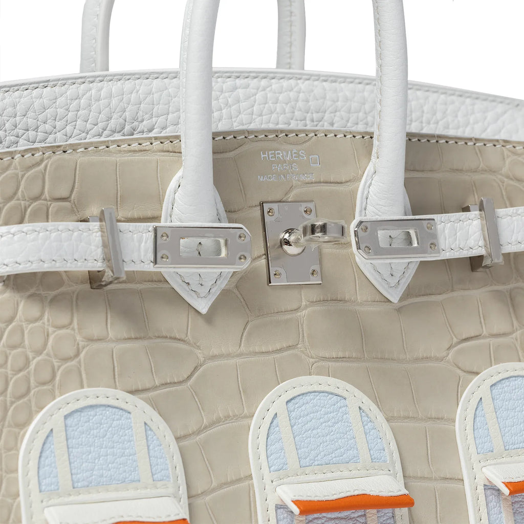 Hermès Sac Faubourg Birkin 20 White Matte Alligator Palladium Hardware