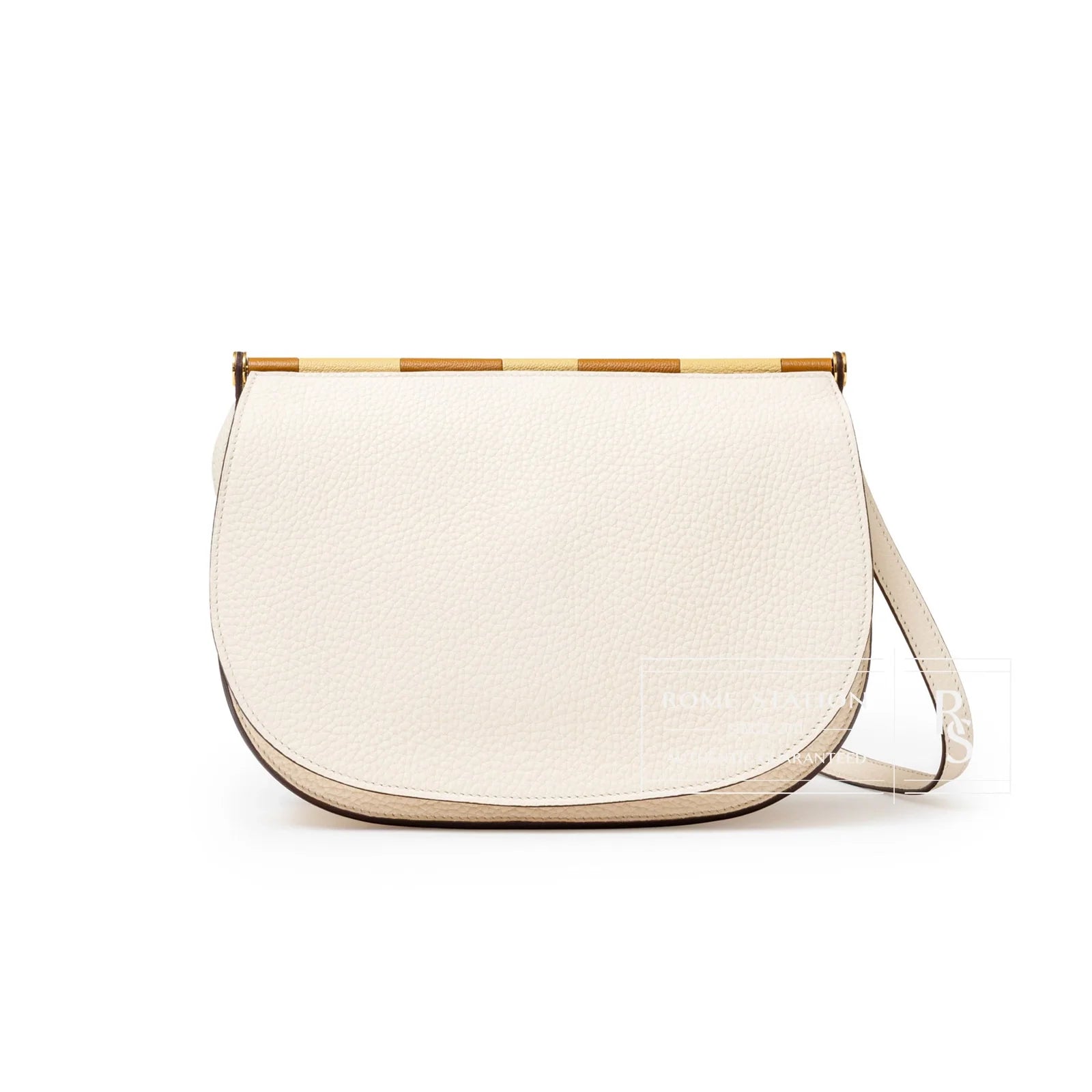 Hermès Sac Saut 25 Bag Clemence/Chevre Mysore Nata/Caramel/Etoupe Gold Hardware
