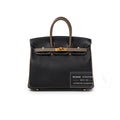Hermès Special Order HSS Horseshoe Birkin 25 Black/Etoupe Epsom Gold Hardware