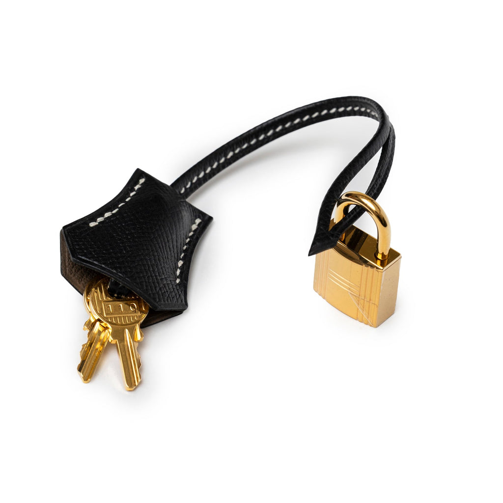 Hermès Special Order HSS Horseshoe Birkin 25 Black/Etoupe Epsom Gold Hardware