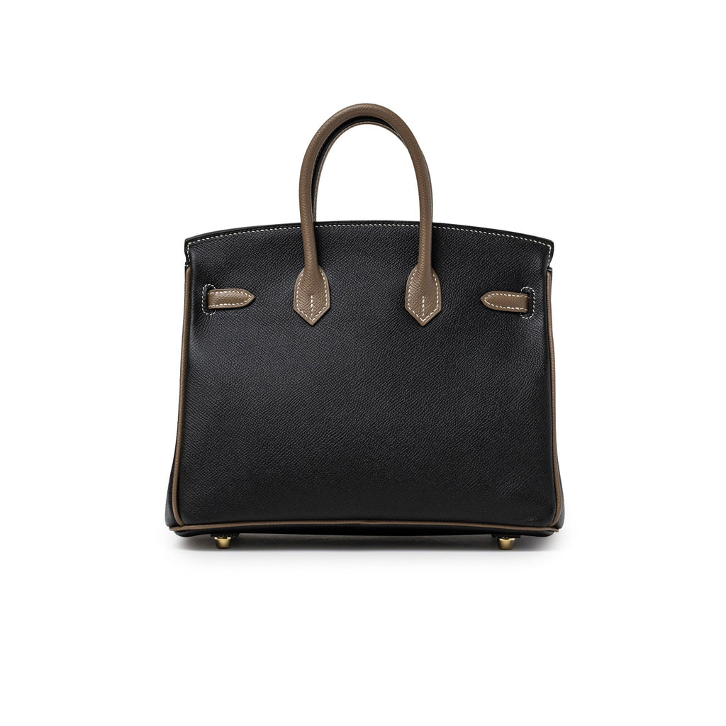 Hermès Special Order HSS Horseshoe Birkin 25 Black/Etoupe Epsom Gold Hardware