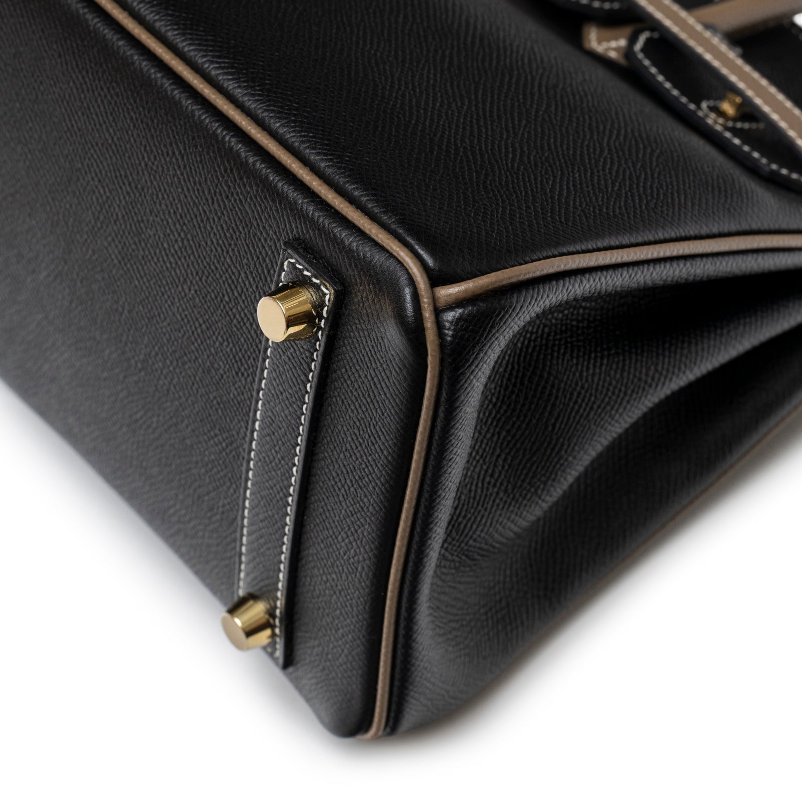 Hermès Special Order HSS Horseshoe Birkin 25 Black/Etoupe Epsom Gold Hardware