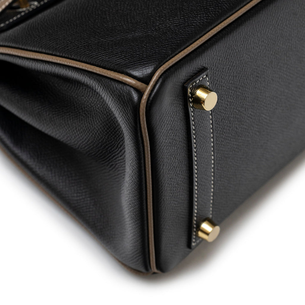 Hermès Special Order HSS Horseshoe Birkin 25 Black/Etoupe Epsom Gold Hardware