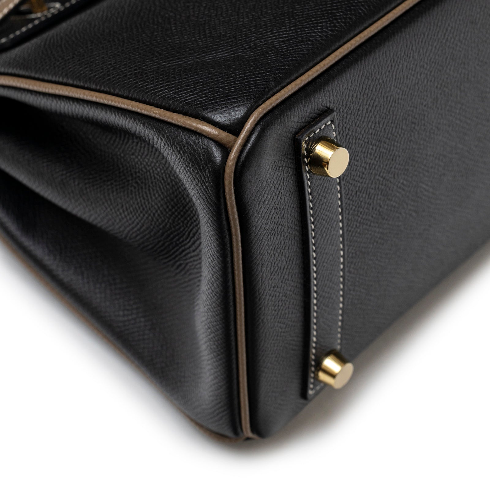 Hermès Special Order HSS Horseshoe Birkin 25 Black/Etoupe Epsom Gold Hardware
