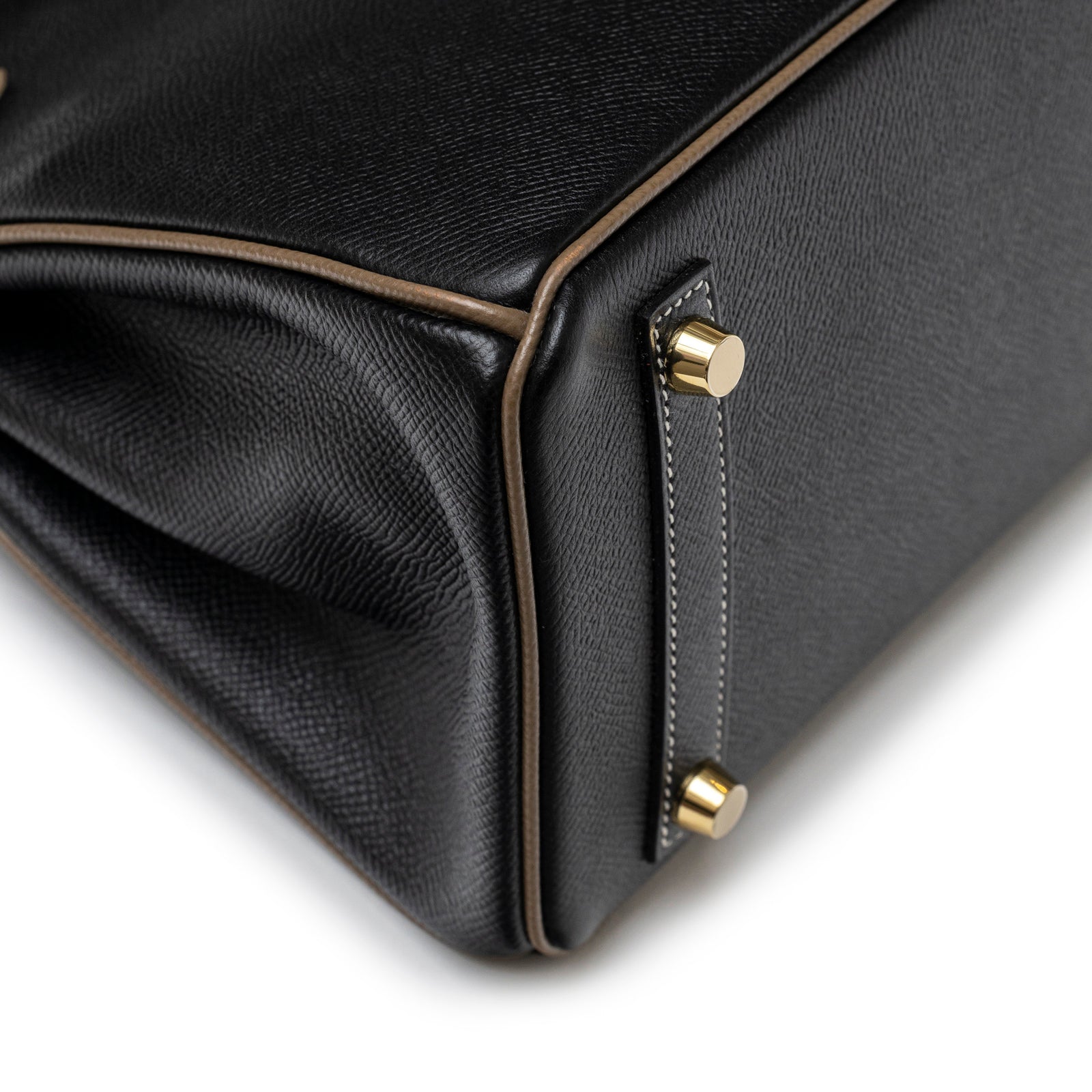 Hermès Special Order HSS Horseshoe Birkin 25 Black/Etoupe Epsom Gold Hardware