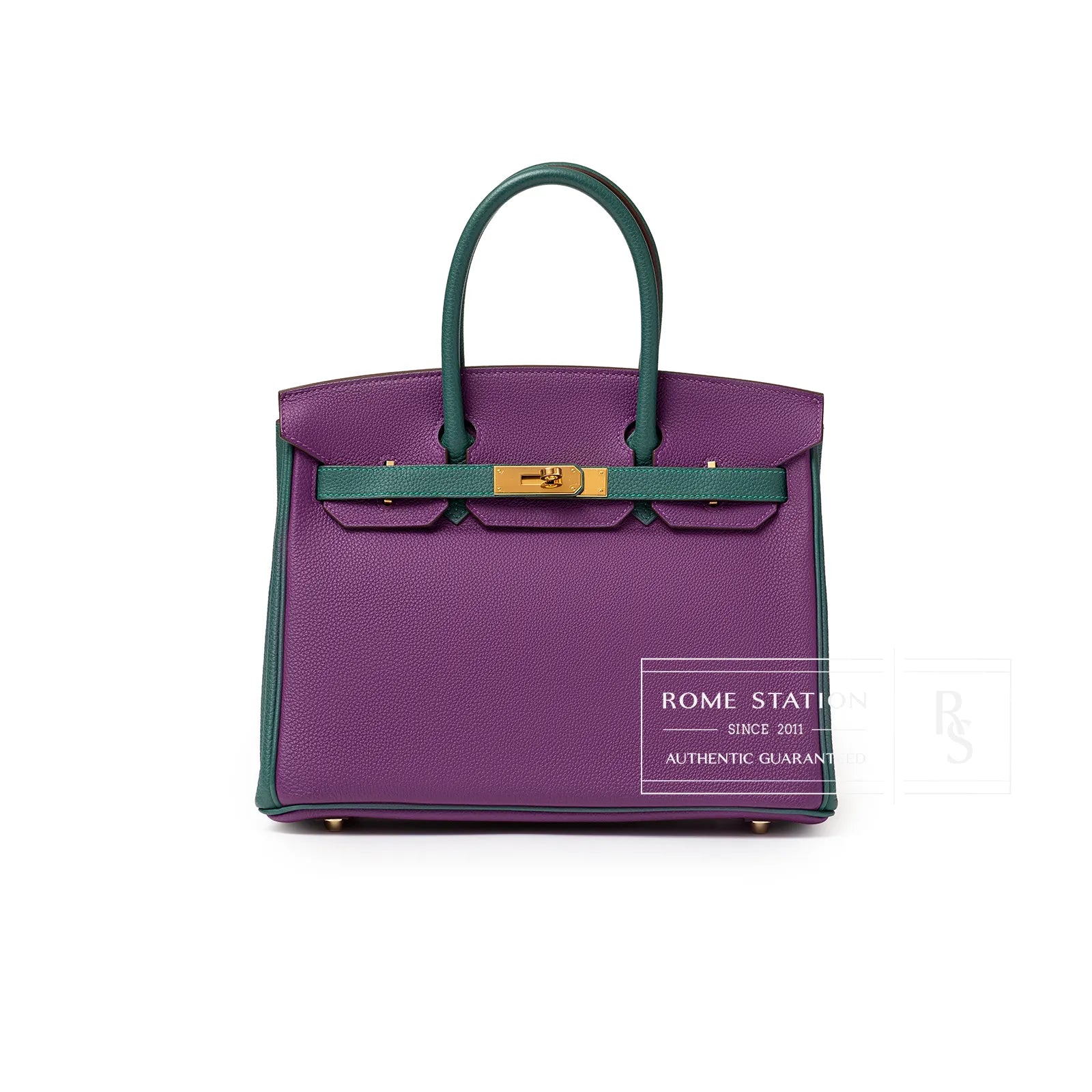 Hermès Special Order HSS Horseshoe Birkin 30 Anemone/Malachite Togo Gold Hardware