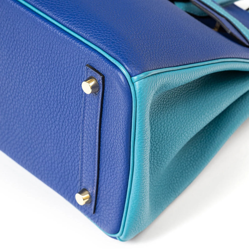 Hermès Special Order HSS Horseshoe Birkin 30 Blue Electric and Blue Turquoise Togo Gold Hardware