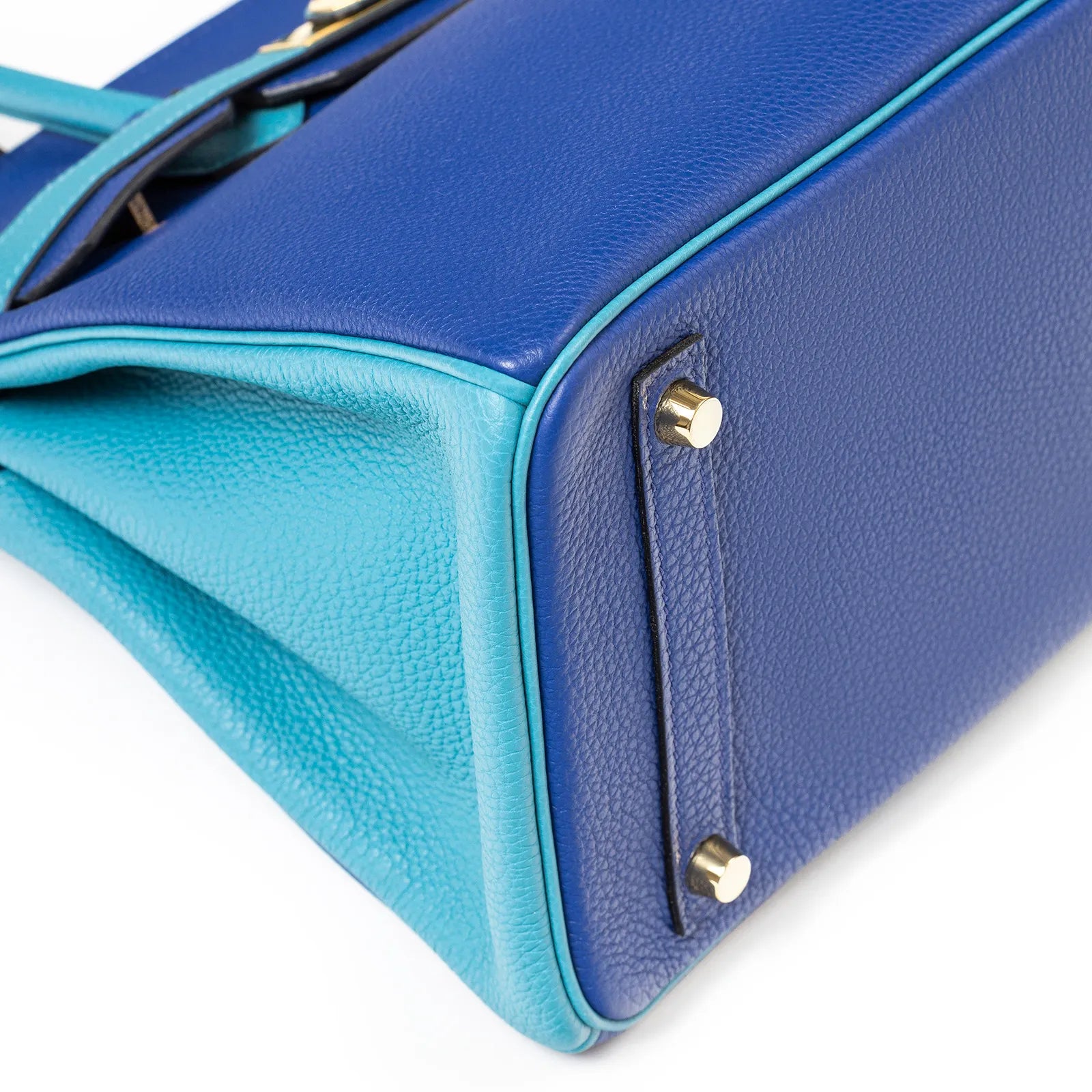 Hermès Special Order HSS Horseshoe Birkin 30 Blue Electric and Blue Turquoise Togo Gold Hardware