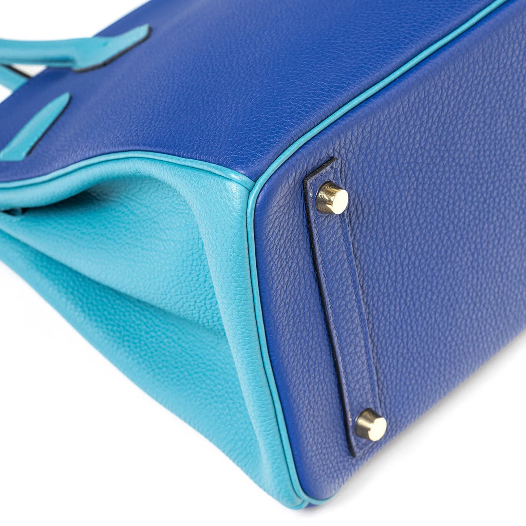 Hermès Special Order HSS Horseshoe Birkin 30 Blue Electric and Blue Turquoise Togo Gold Hardware