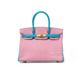 Hermès Special Order HSS Horseshoe Birkin 30 Bubble Gum Pink Celeste Chevre Mysore Brushed Gold Hardware