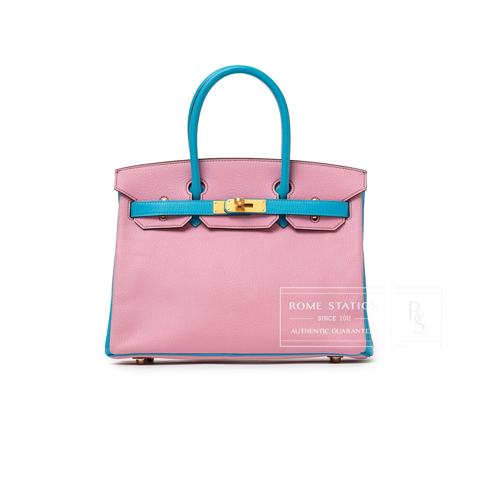Hermès Special Order HSS Horseshoe Birkin 30 Bubble Gum Pink Celeste Chevre Mysore Brushed Gold Hardware