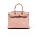 Hermès Special Order HSS Horseshoe Birkin 30 Terre Cuite/Gris Ostrich Brushed Gold Hardware