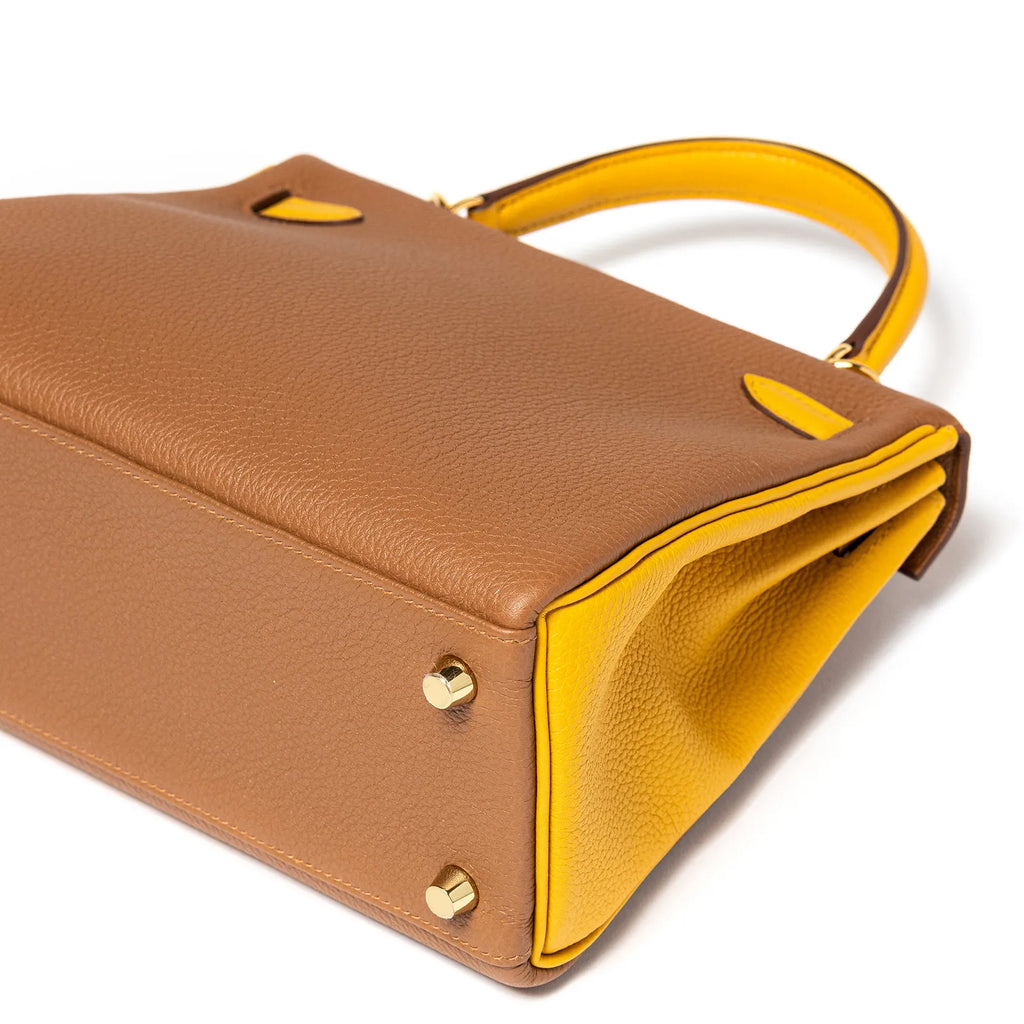 Hermès Special Order HSS Horseshoe Kelly 25 Gold/Jaune Ambre Togo Gold Hardware
