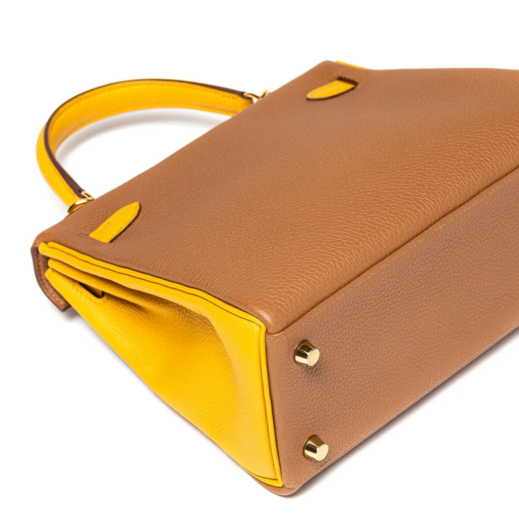 Hermès Special Order HSS Horseshoe Kelly 25 Gold/Jaune Ambre Togo Gold Hardware