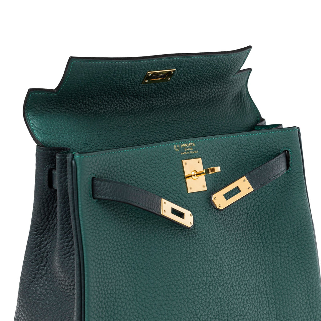 Hermès Special Order HSS Horseshoe Kelly 25 Malachite Vert Togo Gold Hardware