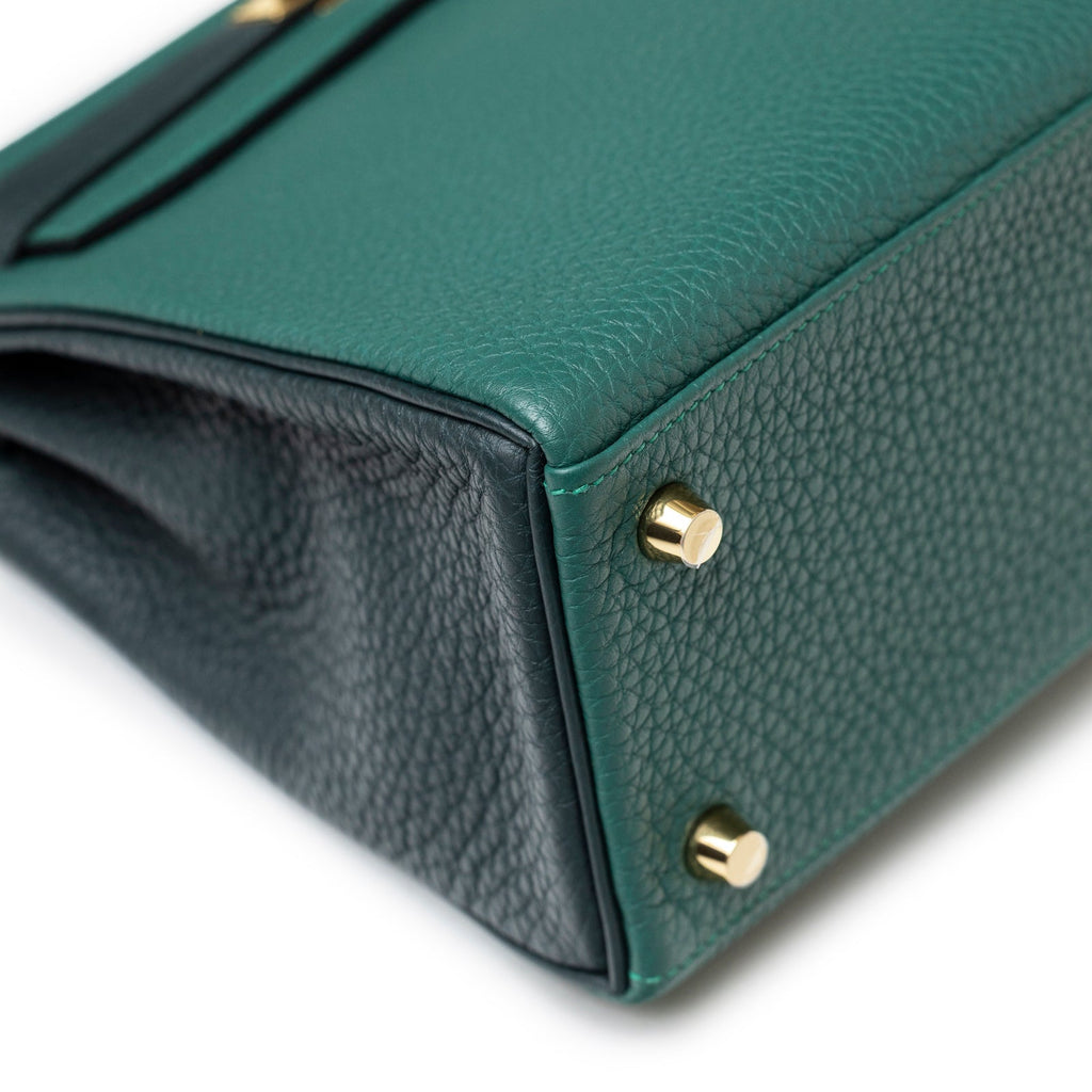 Hermès Special Order HSS Horseshoe Kelly 25 Malachite Vert Togo Gold Hardware