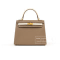 Hermès Special Order HSS Horseshoe Kelly 25 Sellier Etoupe/Craie Epsom Brushed Gold Hardware