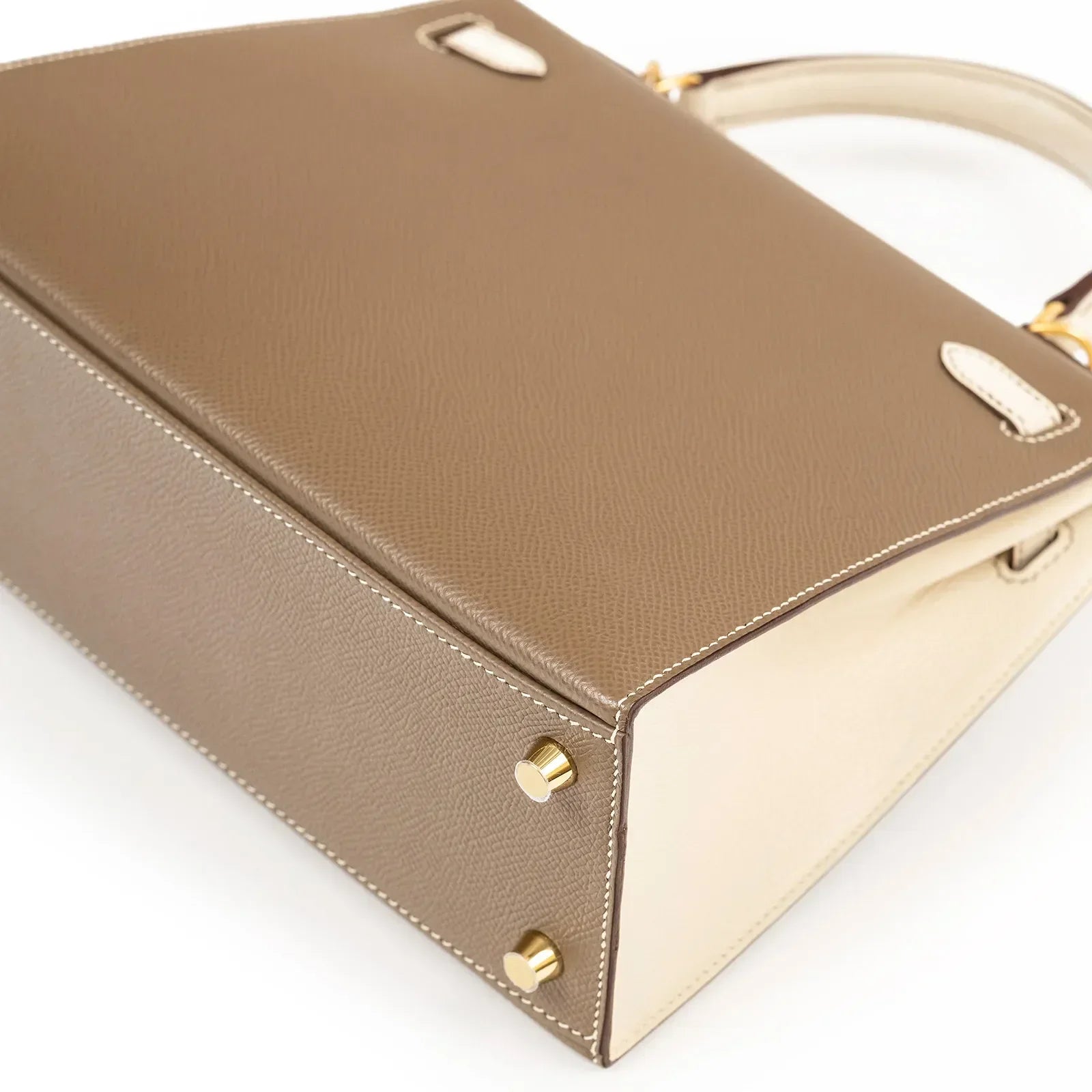 Hermès Special Order HSS Horseshoe Kelly 25 Sellier Etoupe/Craie Epsom Brushed Gold Hardware