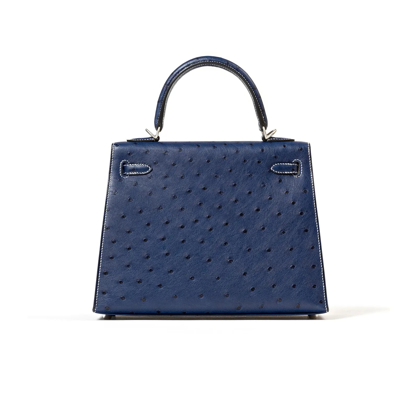 Hermès Special Order HSS Horseshoe Kelly 25 Sellier Ostrich Blue Iris/Gris Brushed Palladium Hardware